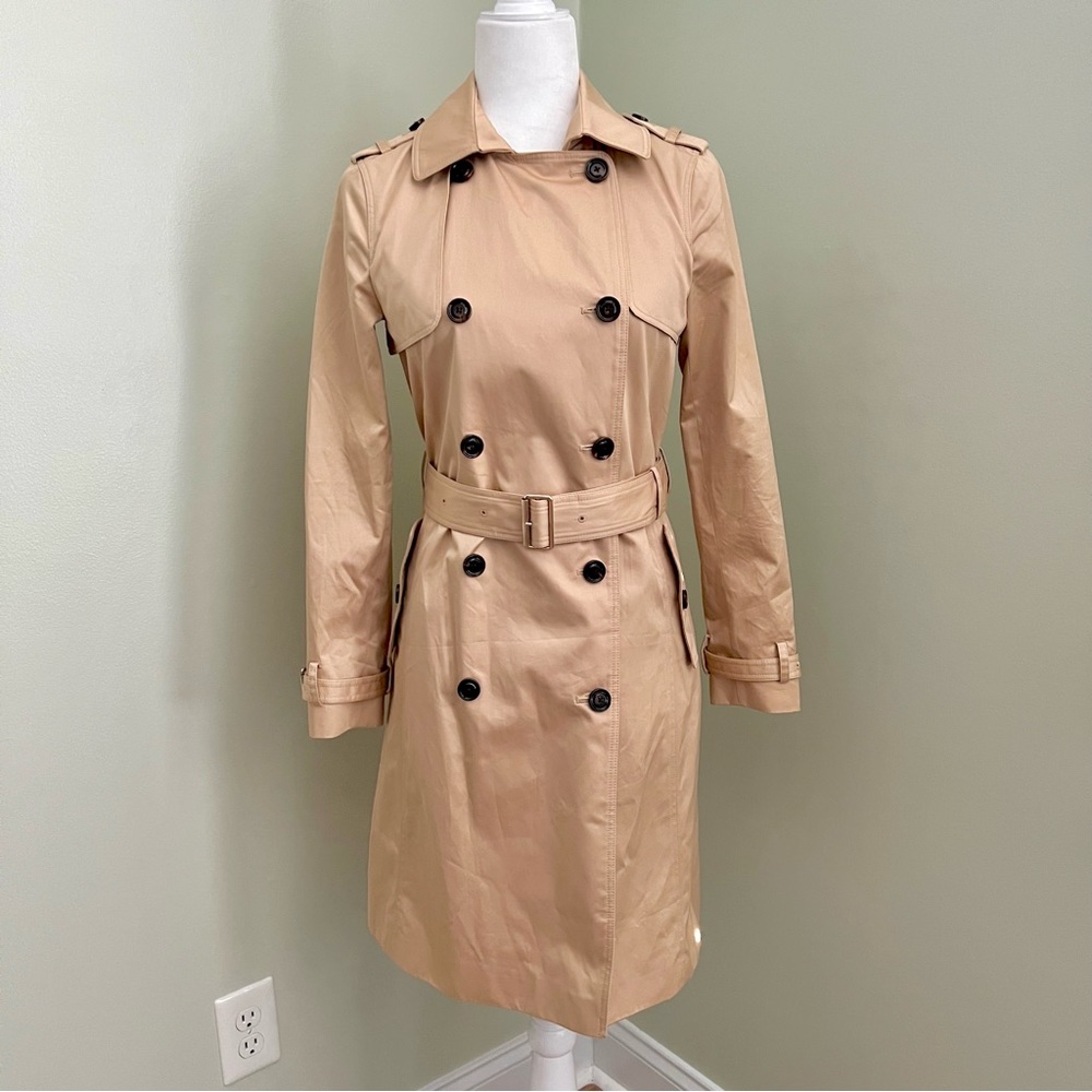 Massimo Dutti Beige Double-Breasted Trench Coat